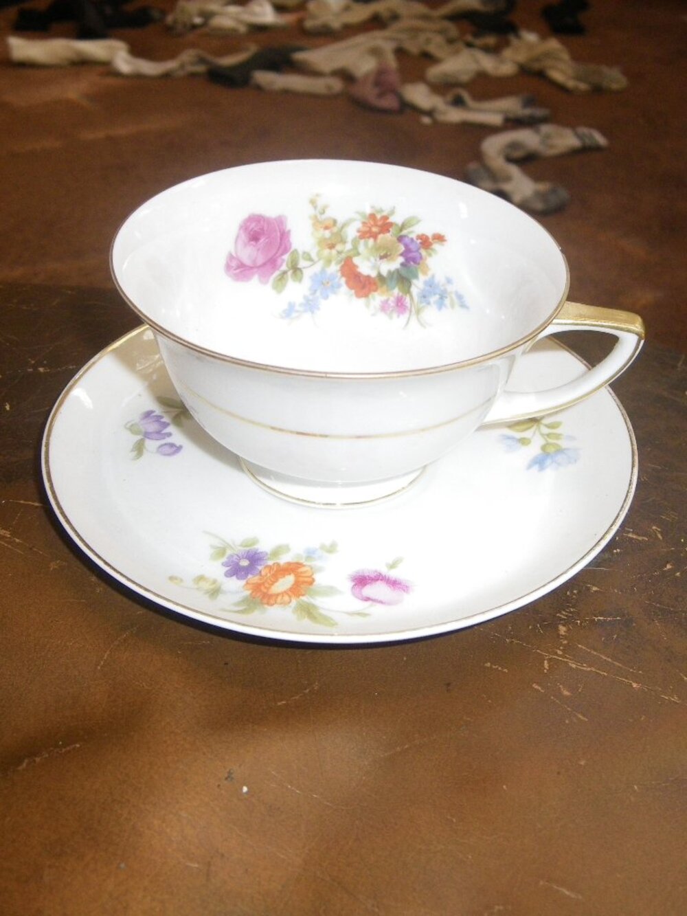 Vintage Rosenthale  Selb Bavaria China Teacup & Saucer Set Floral Graphics